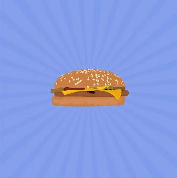 Hamburger with blue background Stock Illustration