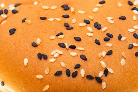 Hamburger bun close up Stock Photos