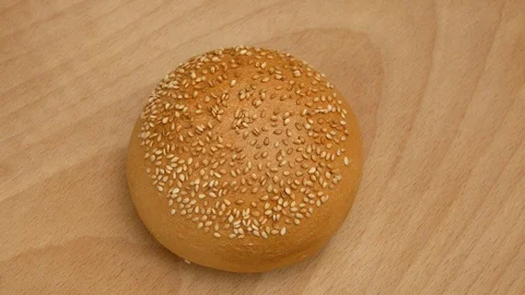 Hamburger buns on the table. Stock Footage 107619983