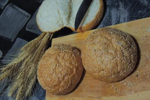 Hamburger buns, wheat Foto stock