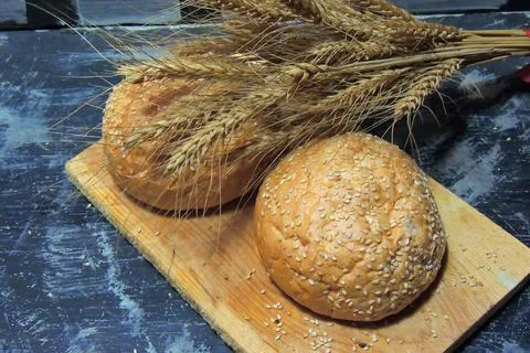 Hamburger buns, wheat Stock Photos