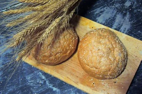 Hamburger buns, wheat Stock Photos