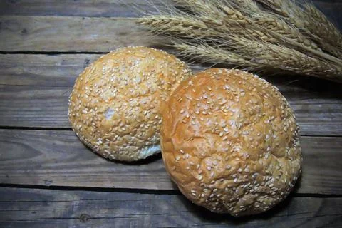 Hamburger buns, wheat Foto stock