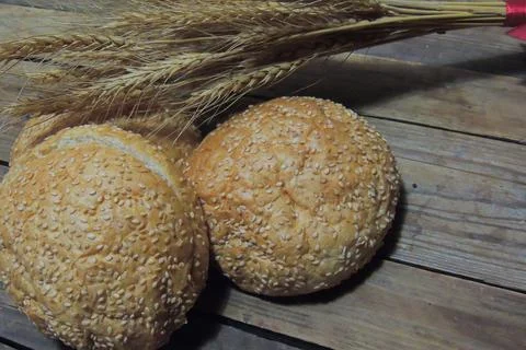 Hamburger buns, wheat Foto stock