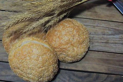 Hamburger buns, wheat Stock-Fotos