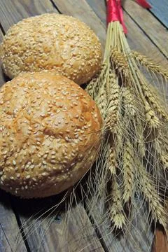 Hamburger buns, wheat Stock Photos