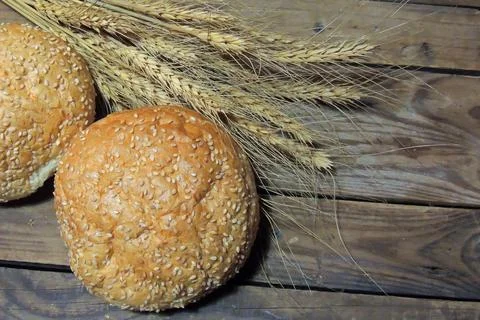 Hamburger buns, wheat Stock Photos