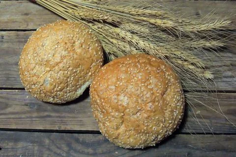 Hamburger buns, wheat Stock Photos