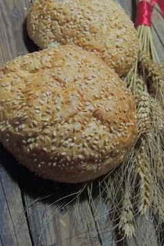 Hamburger buns, wheat Stock Photos