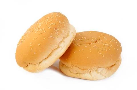 Hamburger buns on white background Stock Photos