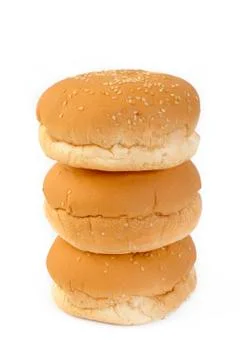 Hamburger buns on white background Stock Photos