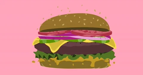Hamburger cartoon animation ready for looping Stock Footage 149968254