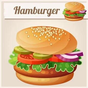 Hamburger. Cartoon vector icon Stock Illustration