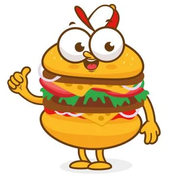 Hamburger character. Vector illustration Stock Illustration