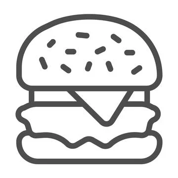 Hamburger with cheese and cabbage line icon, englishbreakfast concept, hamburger Stock Illustration