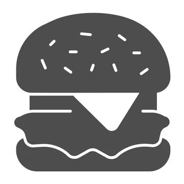 Hamburger with cheese and cabbage solid icon, englishbreakfast concept Stock Illustration