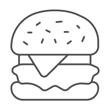 Hamburger with cheese and cabbage thin line icon, englishbreakfast concept Stock Illustration