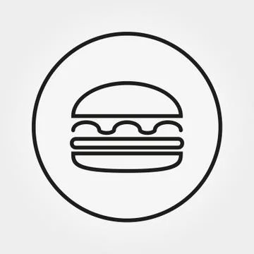Hamburger, cheeseburger, burger. Icon. Vector. Editable Thin line. Stock Illustration