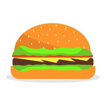 Hamburger, cheeseburger, hamburger icon isolated on white background Stock Illustration