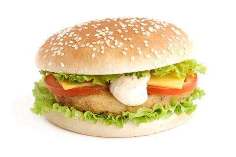 Hamburger with cutlet and vegetables Stock Photos
