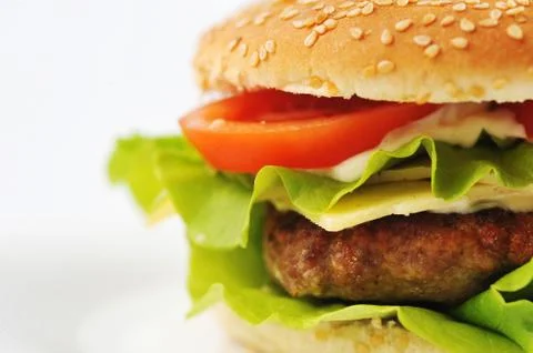Hamburger with cutlet Stock Photos
