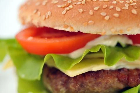 Hamburger with cutlet Stock Photos