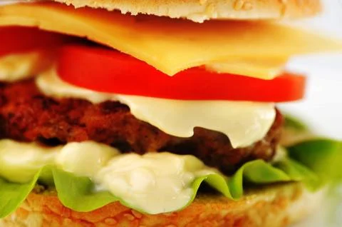 Hamburger with cutlet Stock Photos