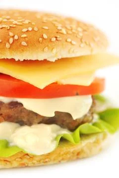 Hamburger with cutlet Stock Photos