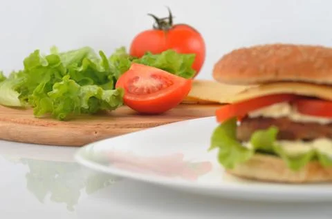 Hamburger with cutlet Stock Photos