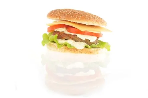 Hamburger with cutlet Stock Photos