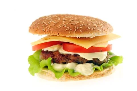 Hamburger with cutlet Stock Photos