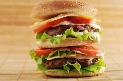 Hamburger with cutlet Stock Photos