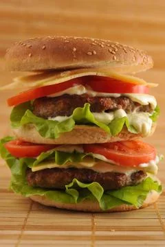 Hamburger with cutlet Stock Photos