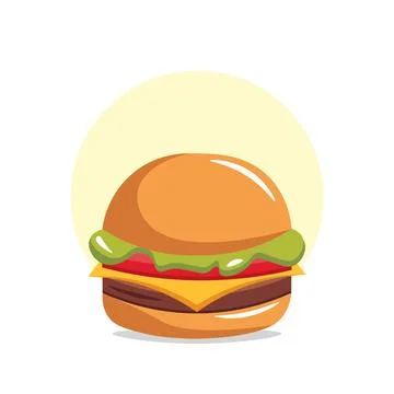 Hamburger design element for illustration. flat icon Stock Illustration