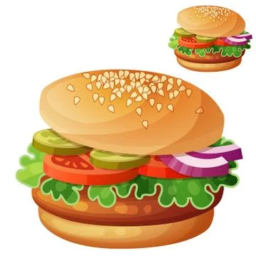 Hamburger. Detailed vector icon isolated on white background Stock Illustration