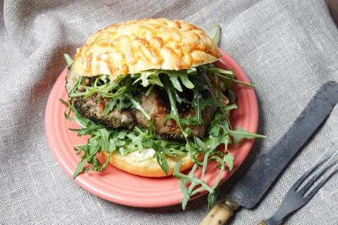 Hamburger for dinner Stock Photos