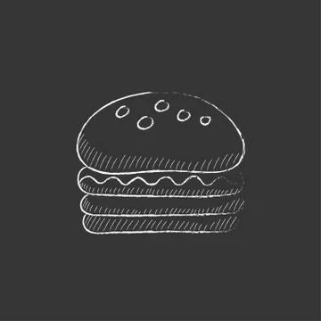 Hamburger. Drawn in chalk icon Stock Illustration