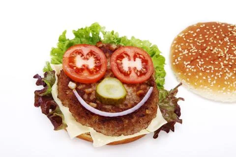 Hamburger with face Stock Photos