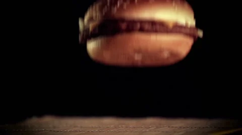 Hamburger falling in Slow Motion 400 fps Stock Footage 56767408