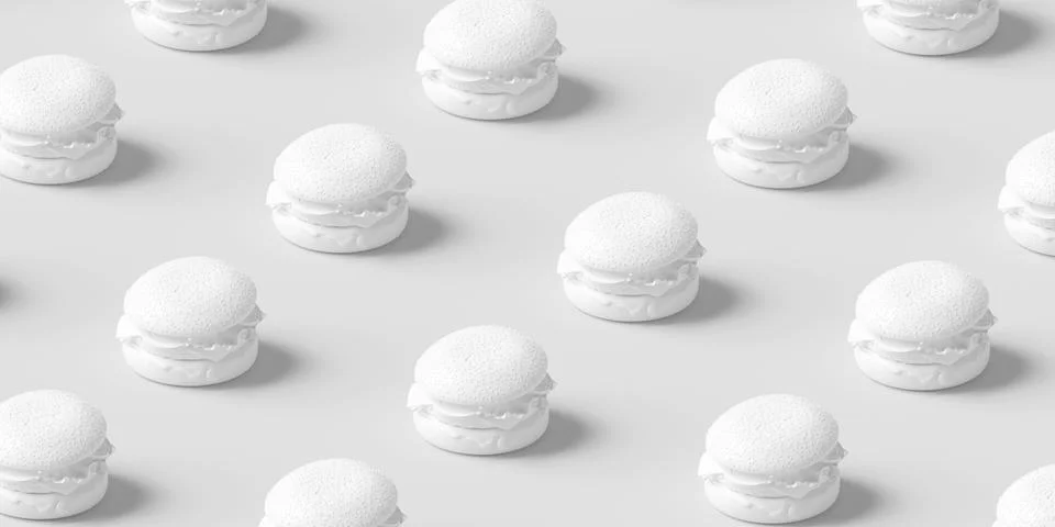 Hamburger fast food pattern one color white background. Burger art banner, Mi Illustrazione stock