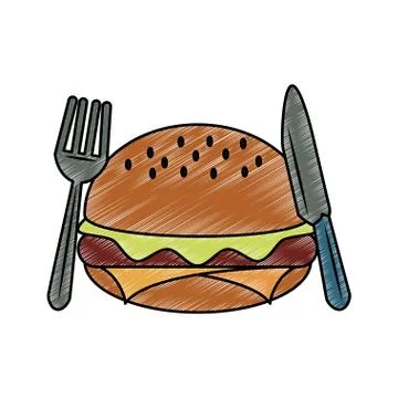 Hamburger fast food scribble Stock Illustration
