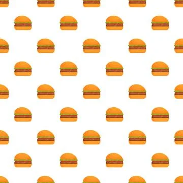 Hamburger fast food seamless pattern on white background Stock Illustration