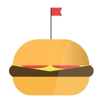 Hamburger with flag in flat style. Fast food vector illustration set Stock-Illustration