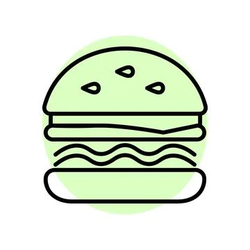 Hamburger flat icon. Pictogram for web. Line stroke. Isolated on white backgr Stock Illustration