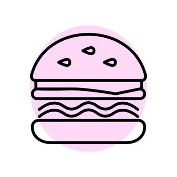 Hamburger flat icon. Pictogram for web. Line stroke. Isolated on white backgr Stock Illustration