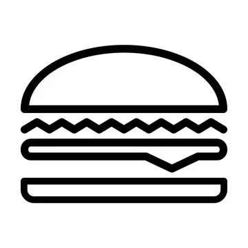 Hamburger flat line icon in black color. Stock Illustration