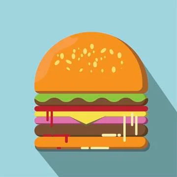 Hamburger flat style vector illustration. Stock Illustration
