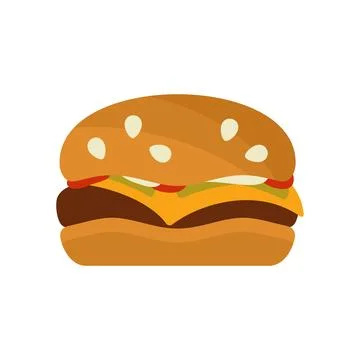 Hamburger flat style vector illustration. Burger fast food. Stock Illustration