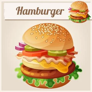 Hamburger. Food vector icon Stock Illustration