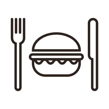 Hamburger, fork and knife Stock Illustration